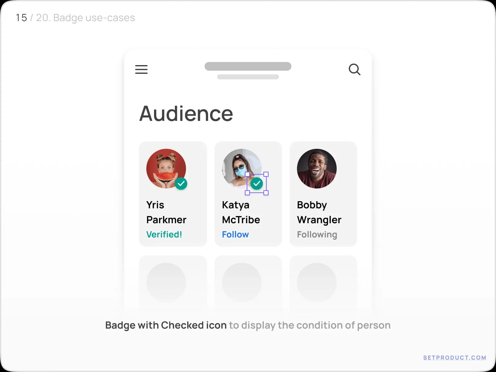 Badge UI design exploration