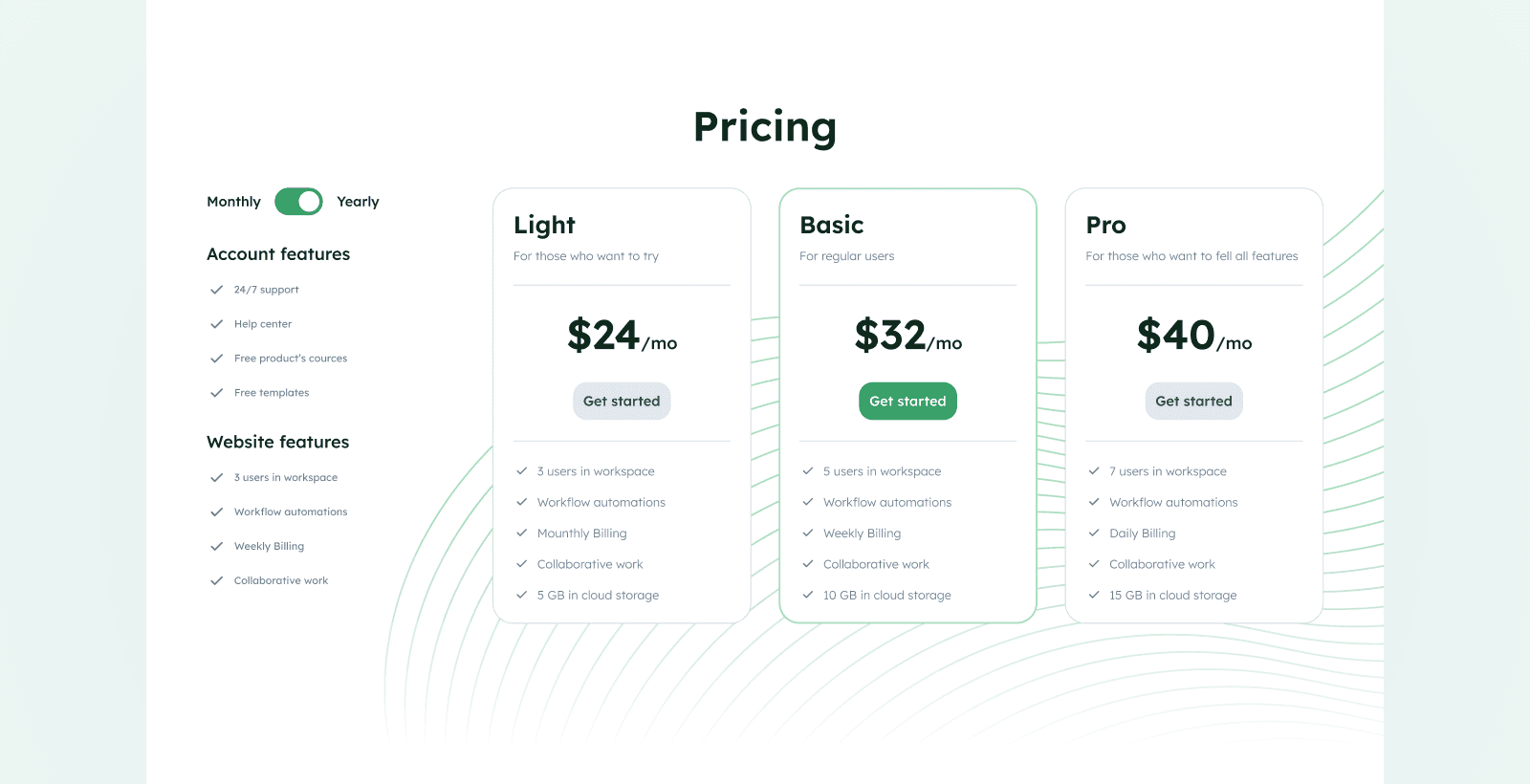 How to design a landing page - Pricing