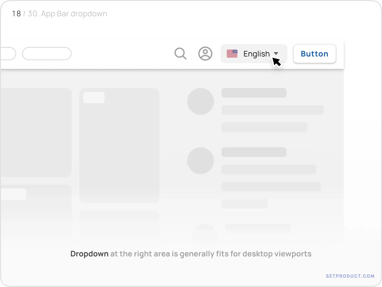 Application Bar UI design dropdown
