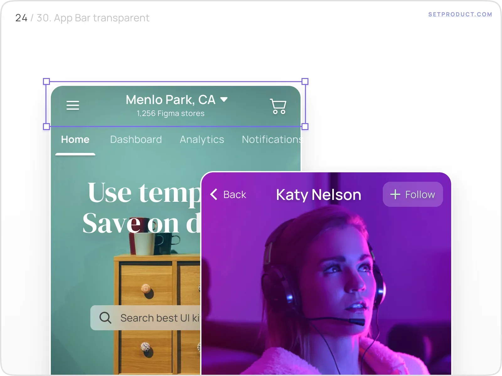 Application Bar UI design template