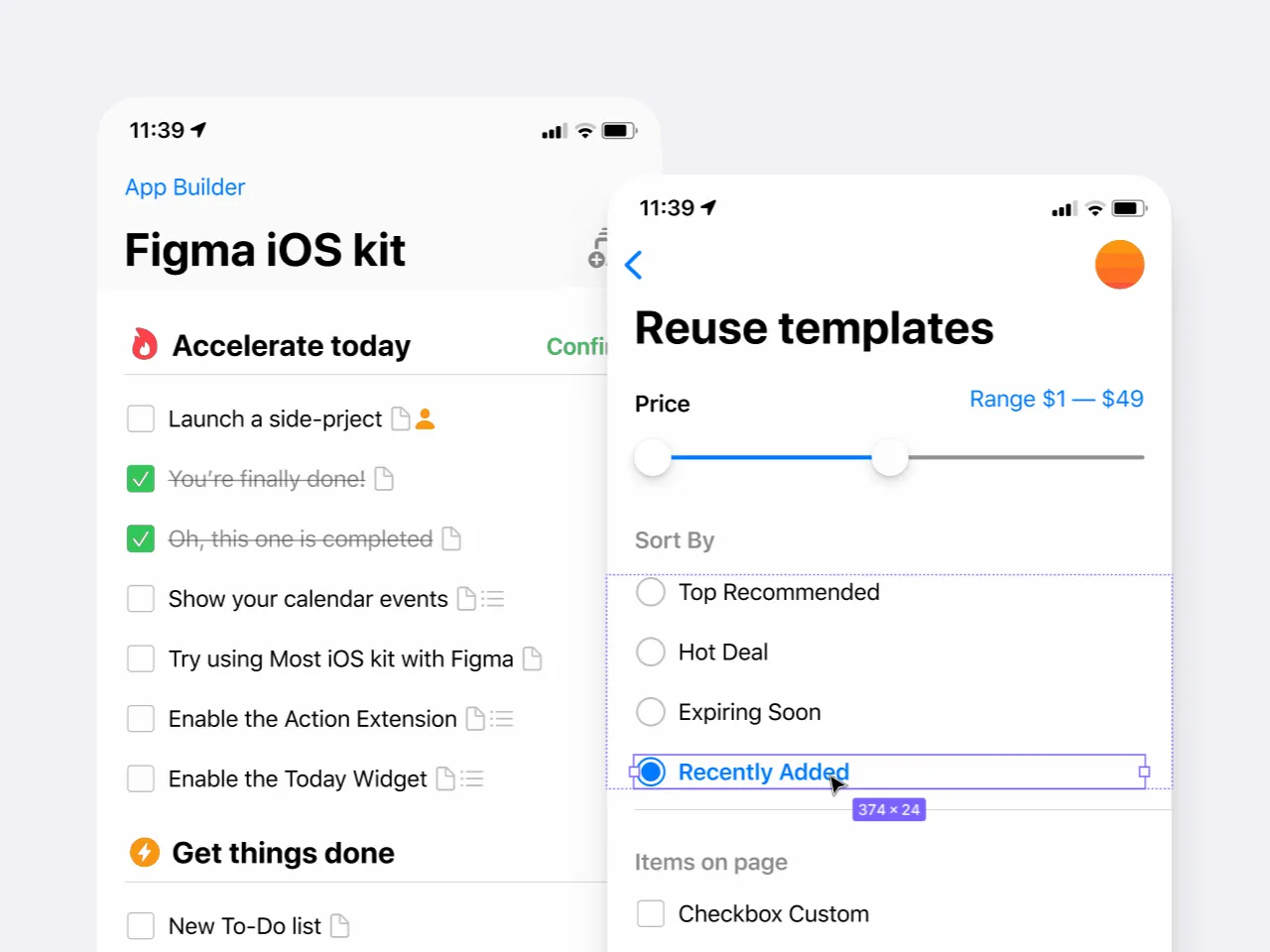 Design example illustrating working on screens