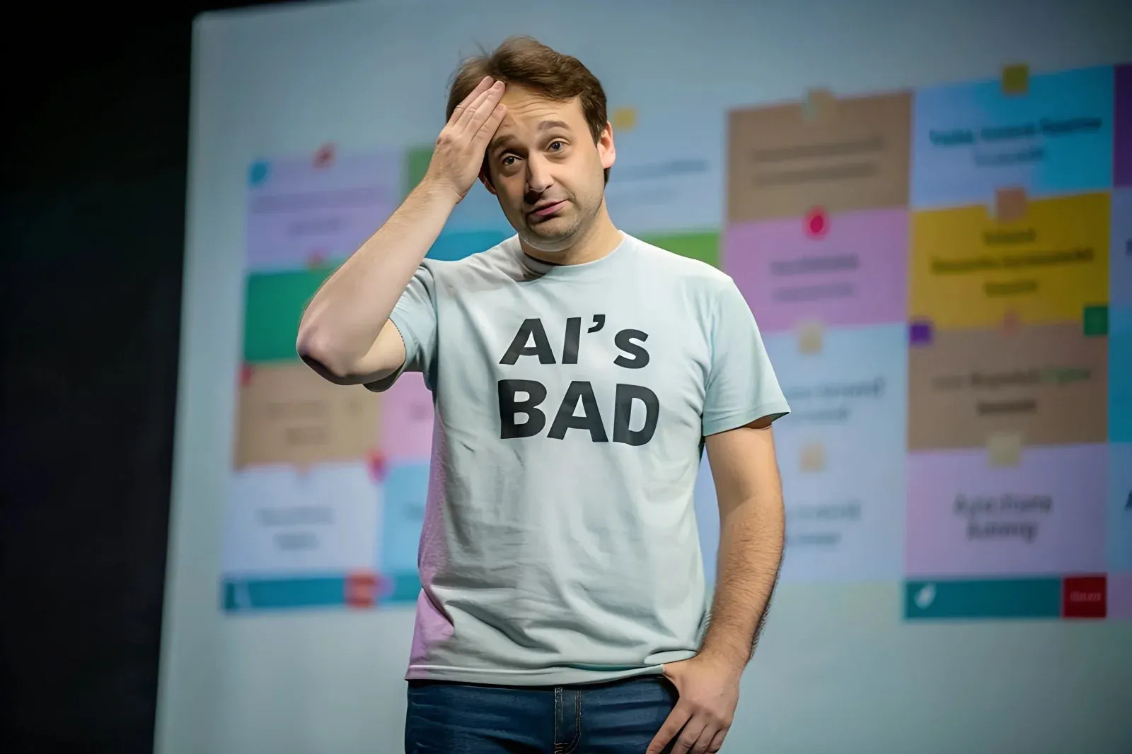 A random AI-generated guy, who looks like in trouble. All coincidences are accidental.