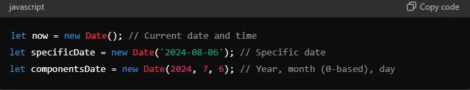 Design example illustrating javascript date and time