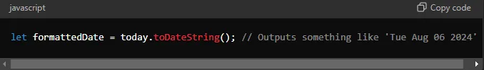 Design example illustrating javascript date and time