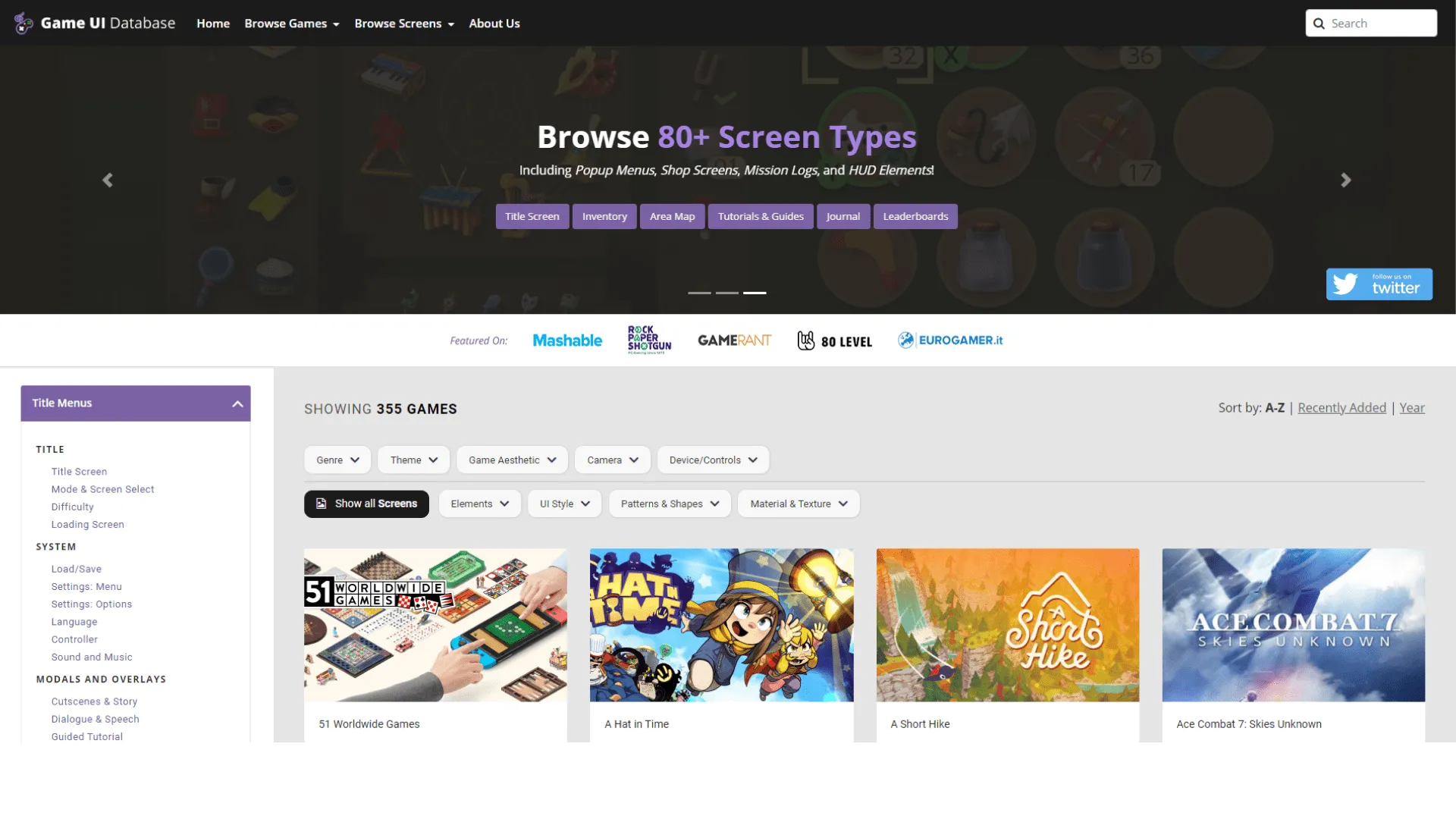 Design example illustrating game ui database