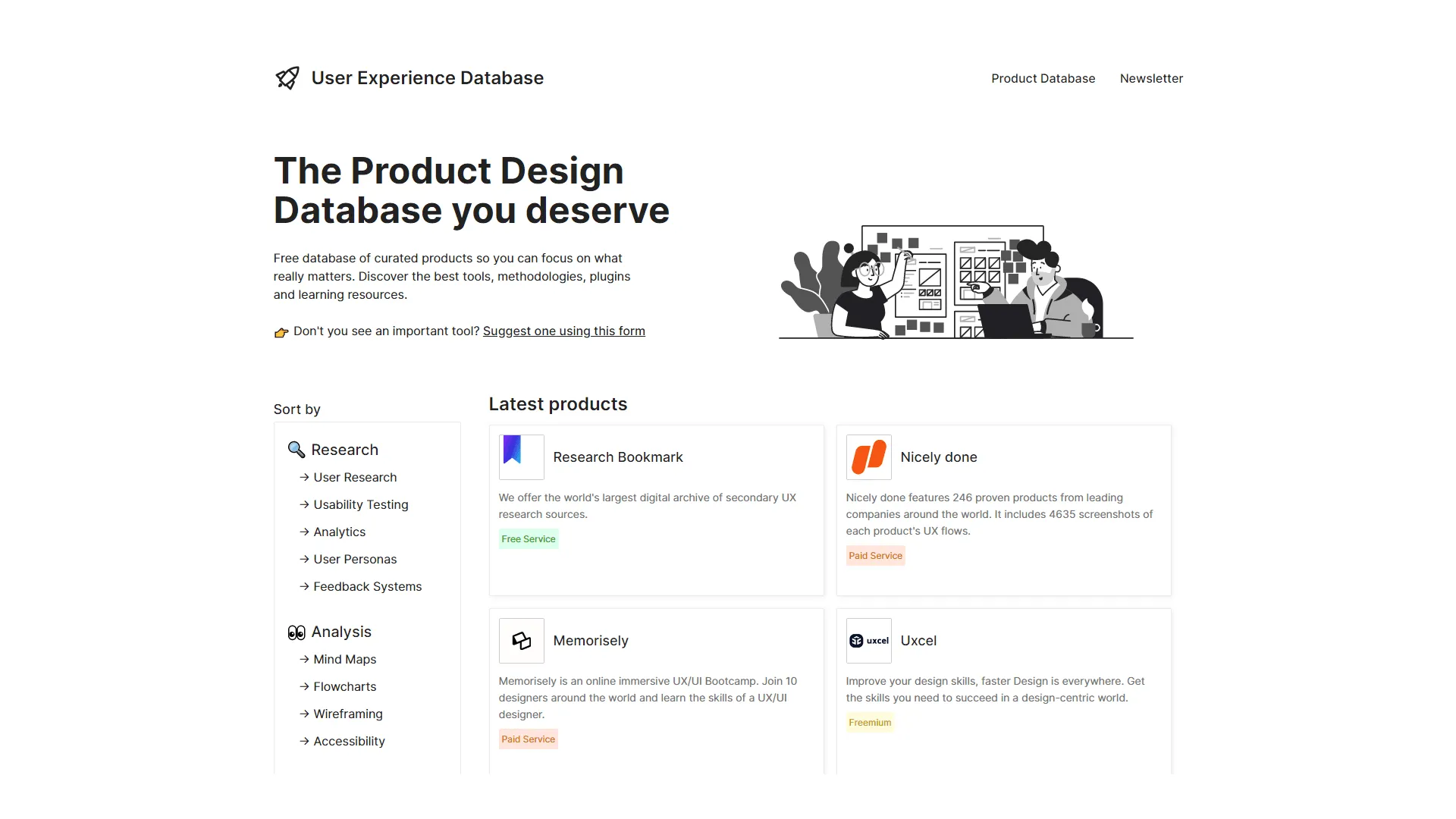 Design example illustrating ux database