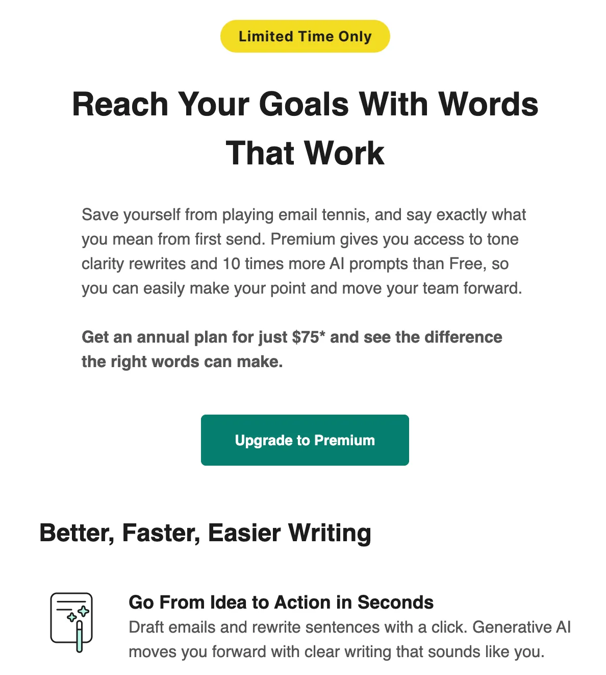 Design example illustrating call-to-action buttons