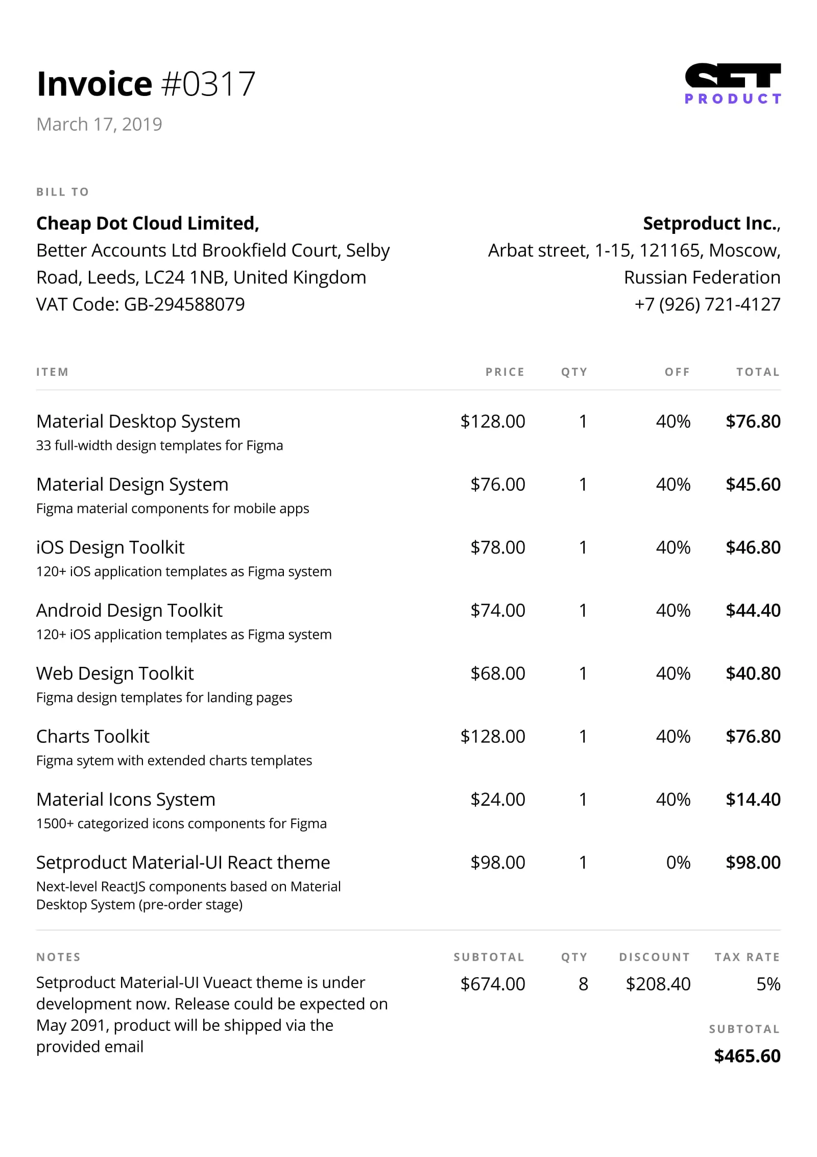 Free invoice template for Figma — Figma freebie