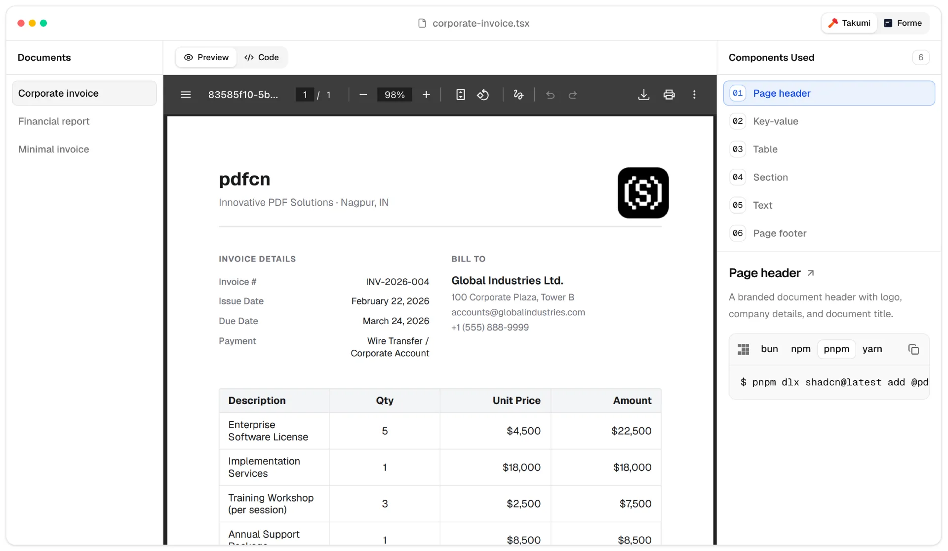 pdfcn — PDF viewer component for React — Figma freebie