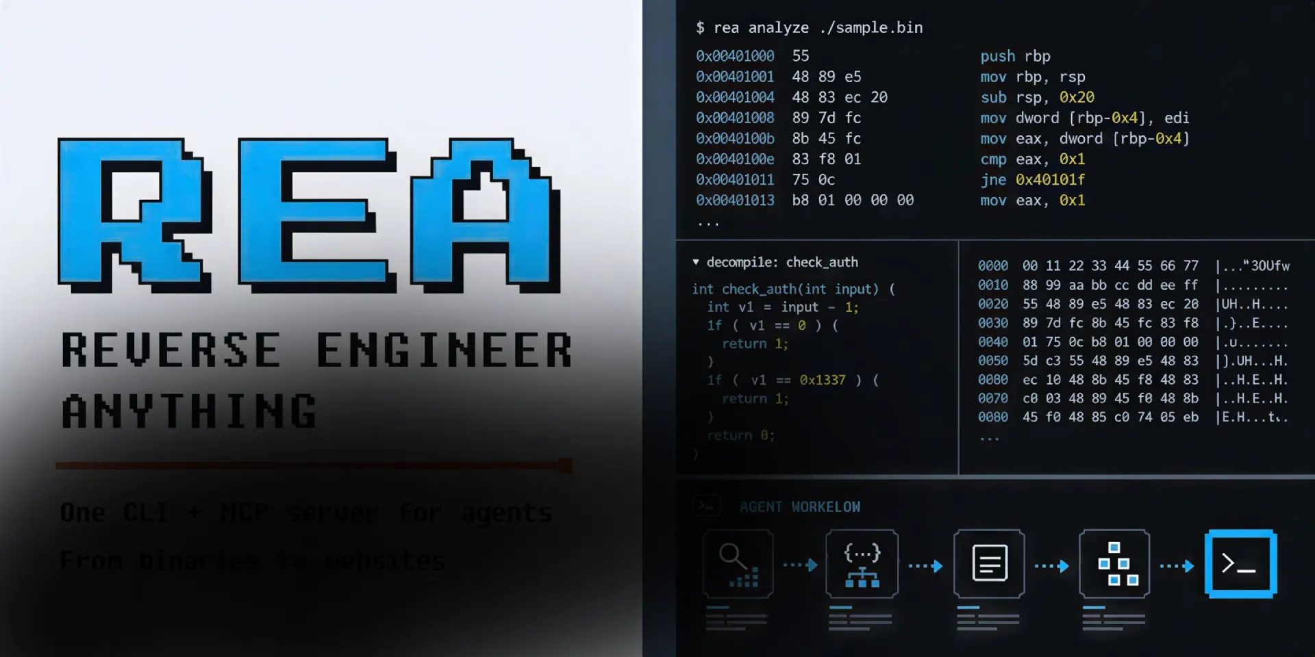 REA — reverse engineering MCP for AI agents — code freebie