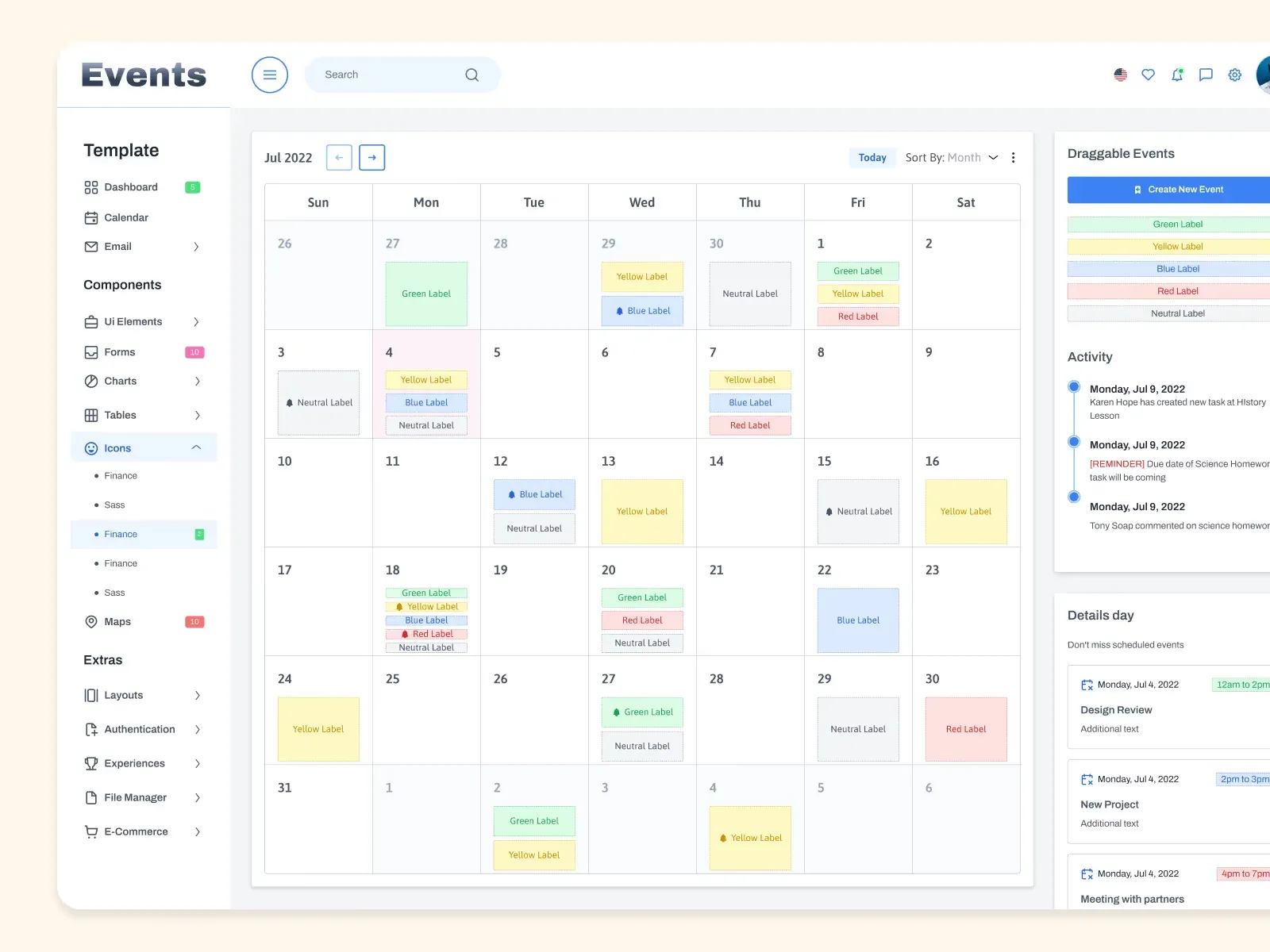 Schedule & Events template — Figma freebie