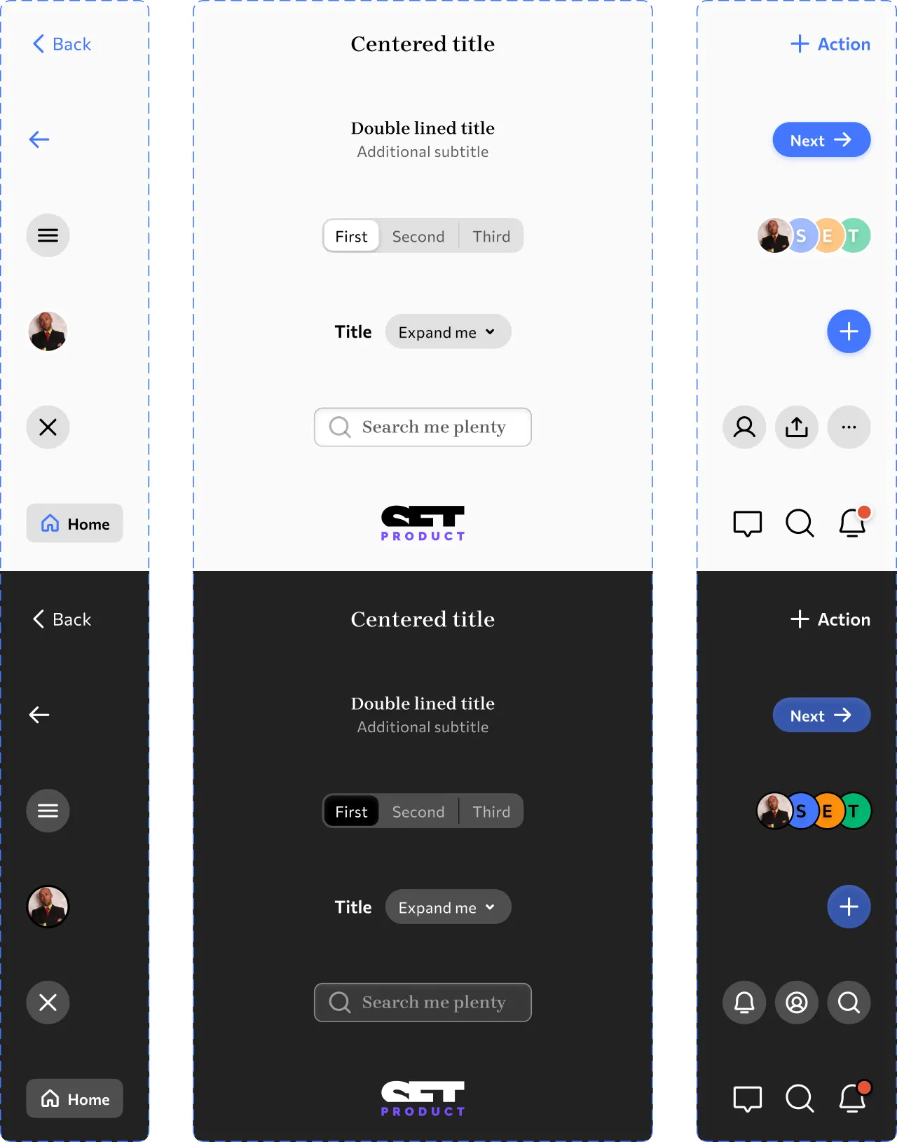 App bar items
