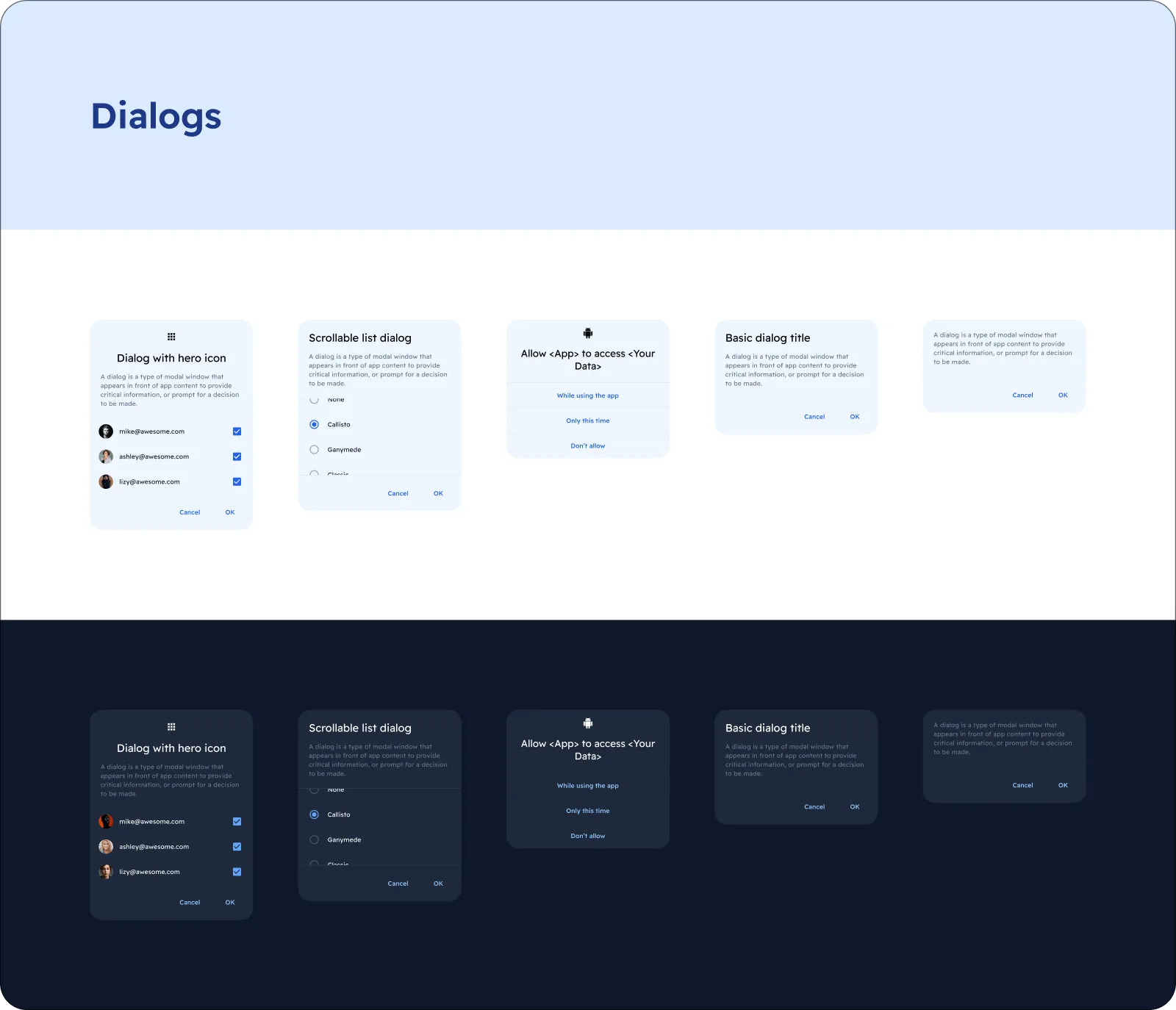 Dialogs