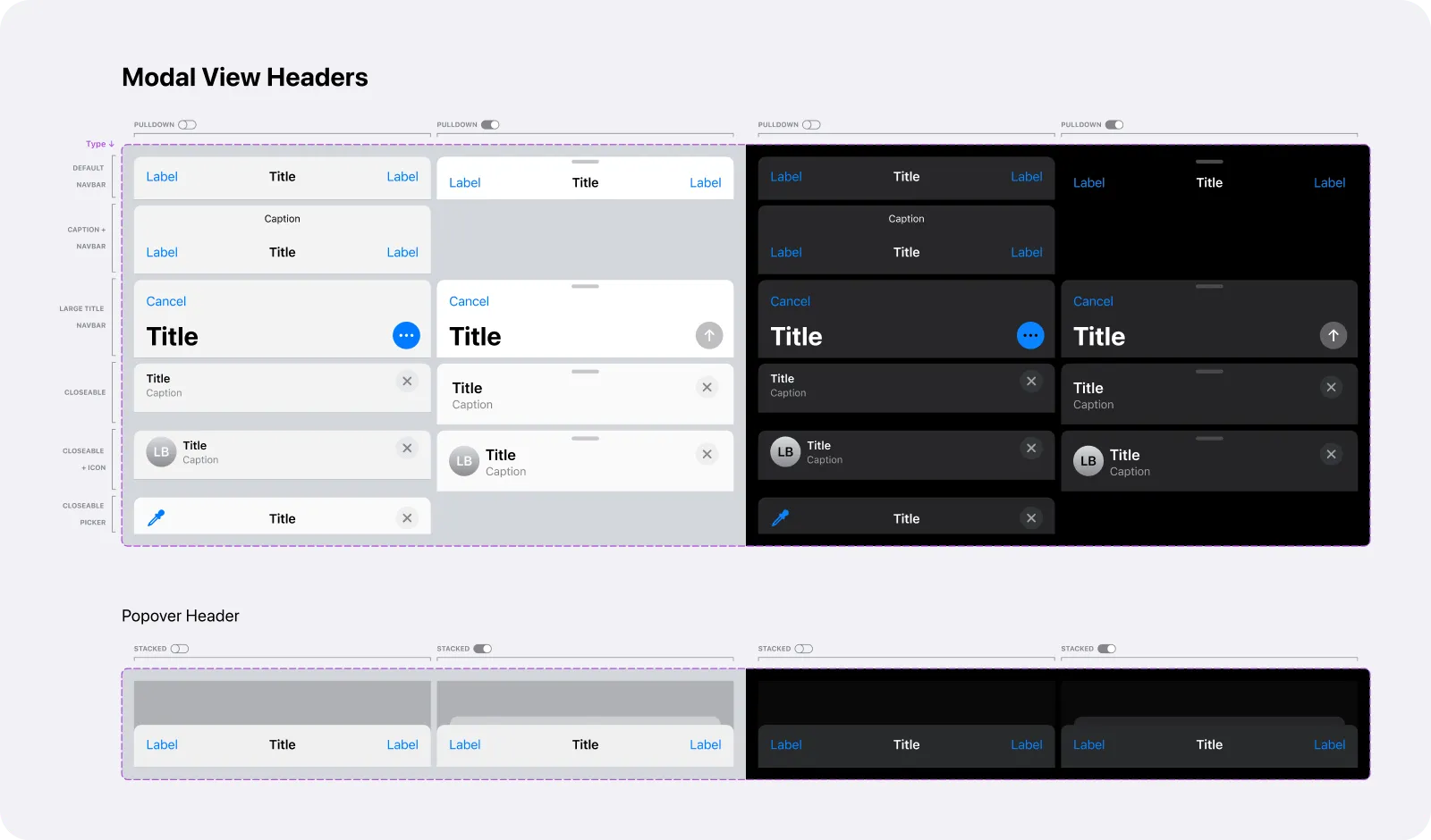 Modal View Headers