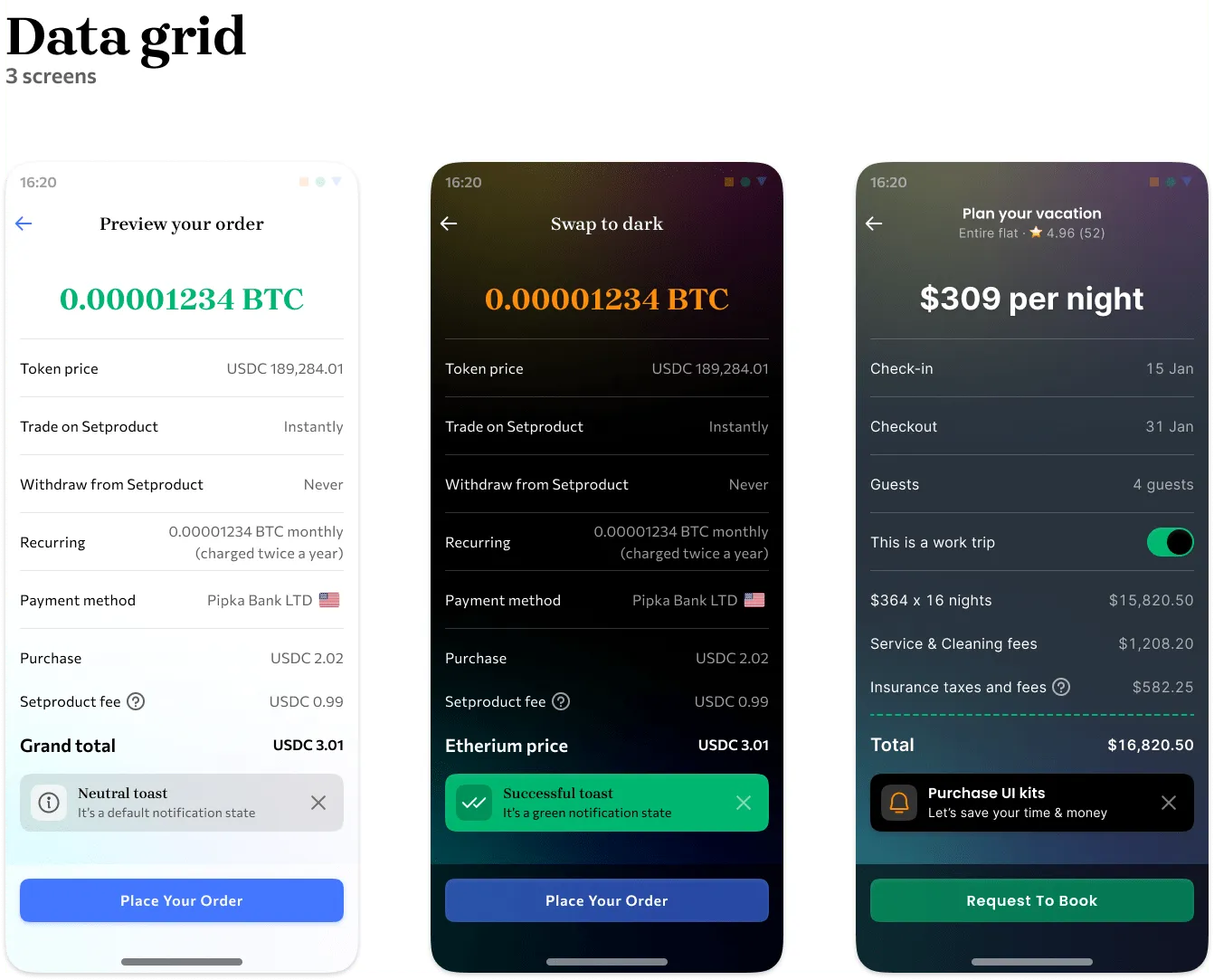 Data grid (Checkout)