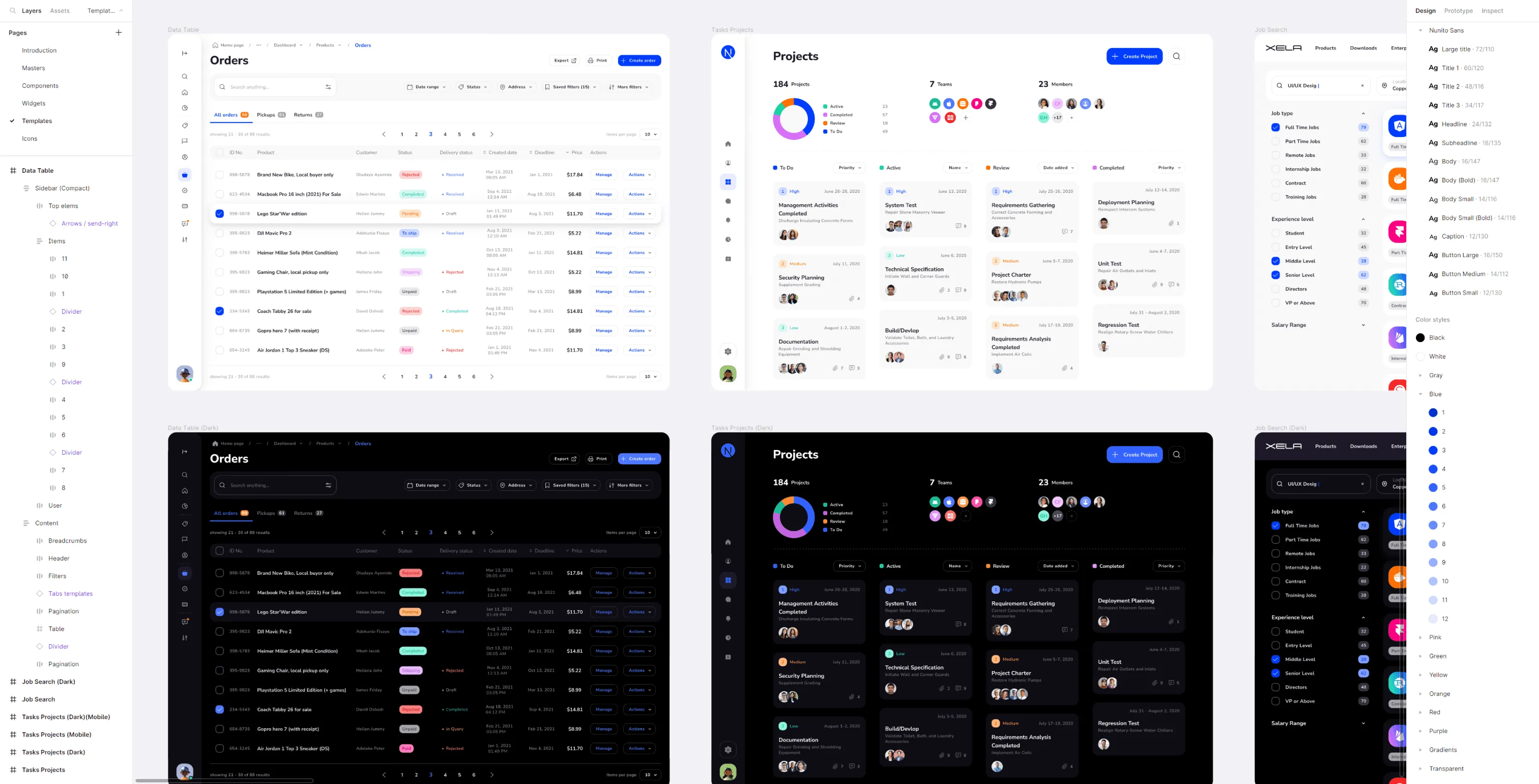 Xela UI Kit for Figma. Mobile & Desktop Dashboard Templates