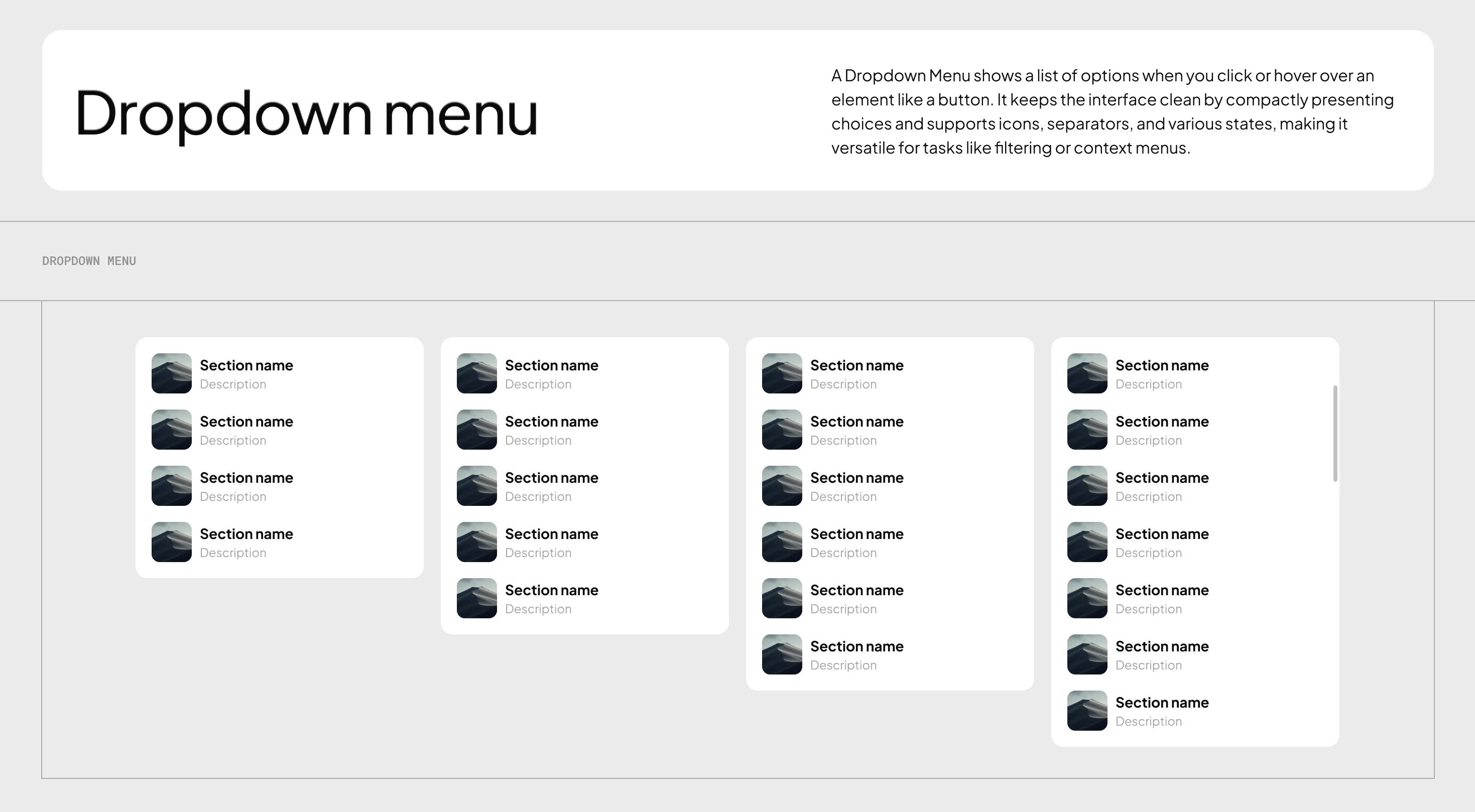Dropdown menu