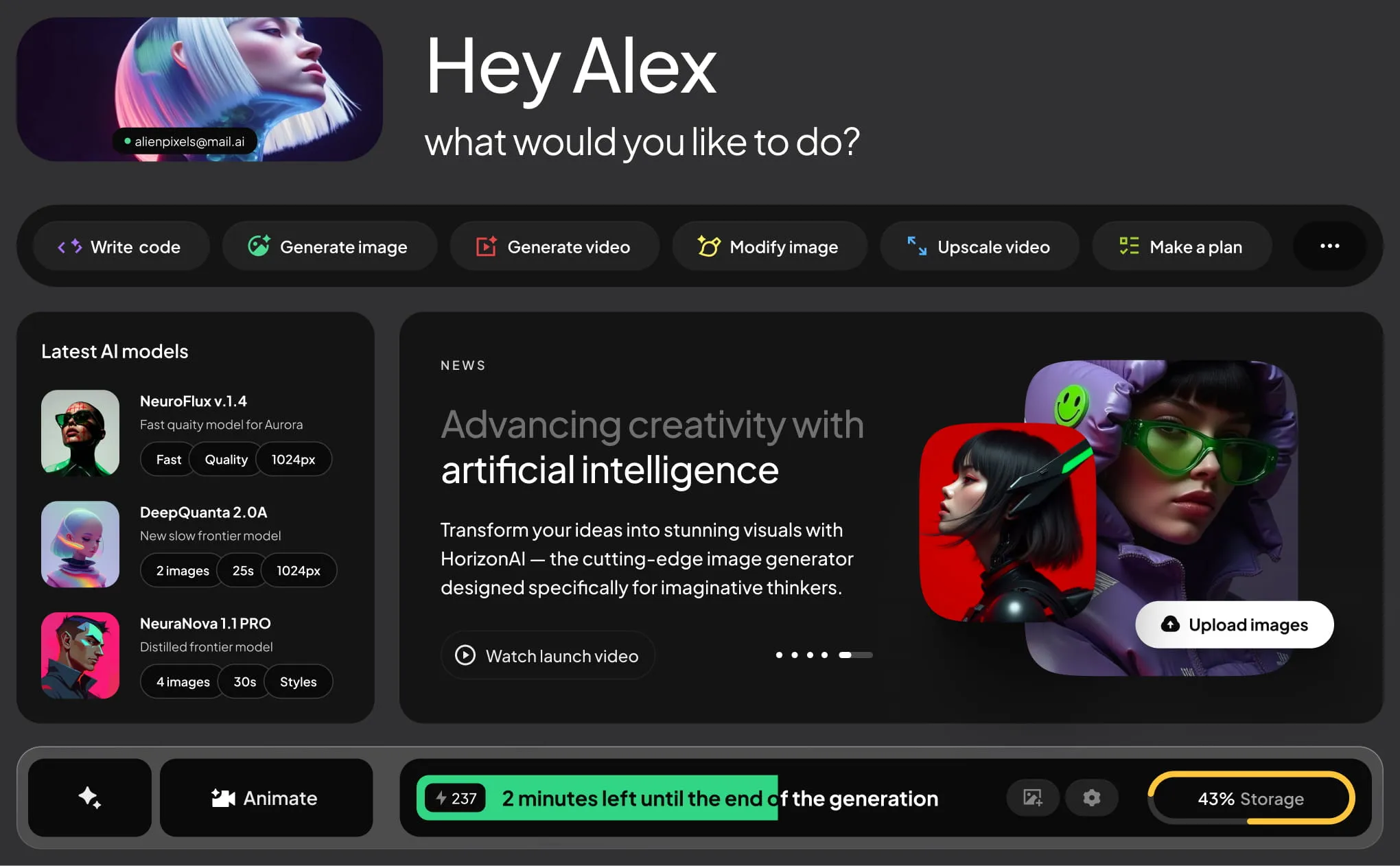 Nocra AI template for Figma: music dashboard